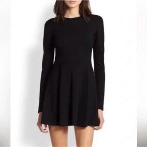 Theory Black Long-Sleeve Fit-and-Flare Dress